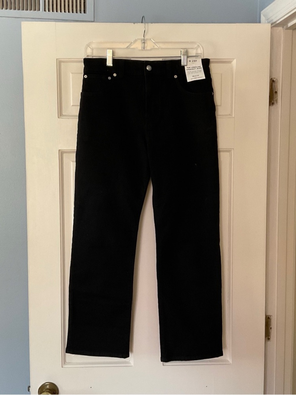 Madewell The Petite Longline Straight Jean Black Frost Comfort Stretch 28P NWT